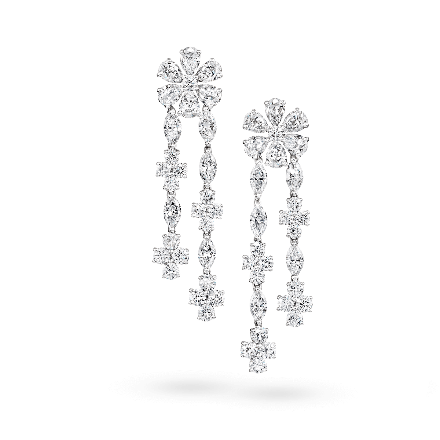 Front view of the Forget-Me-Not Diamond Drop Earrings