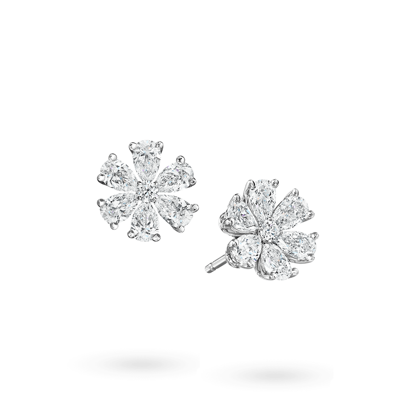 Angled view of the Forget-Me-Not Diamond Earrings