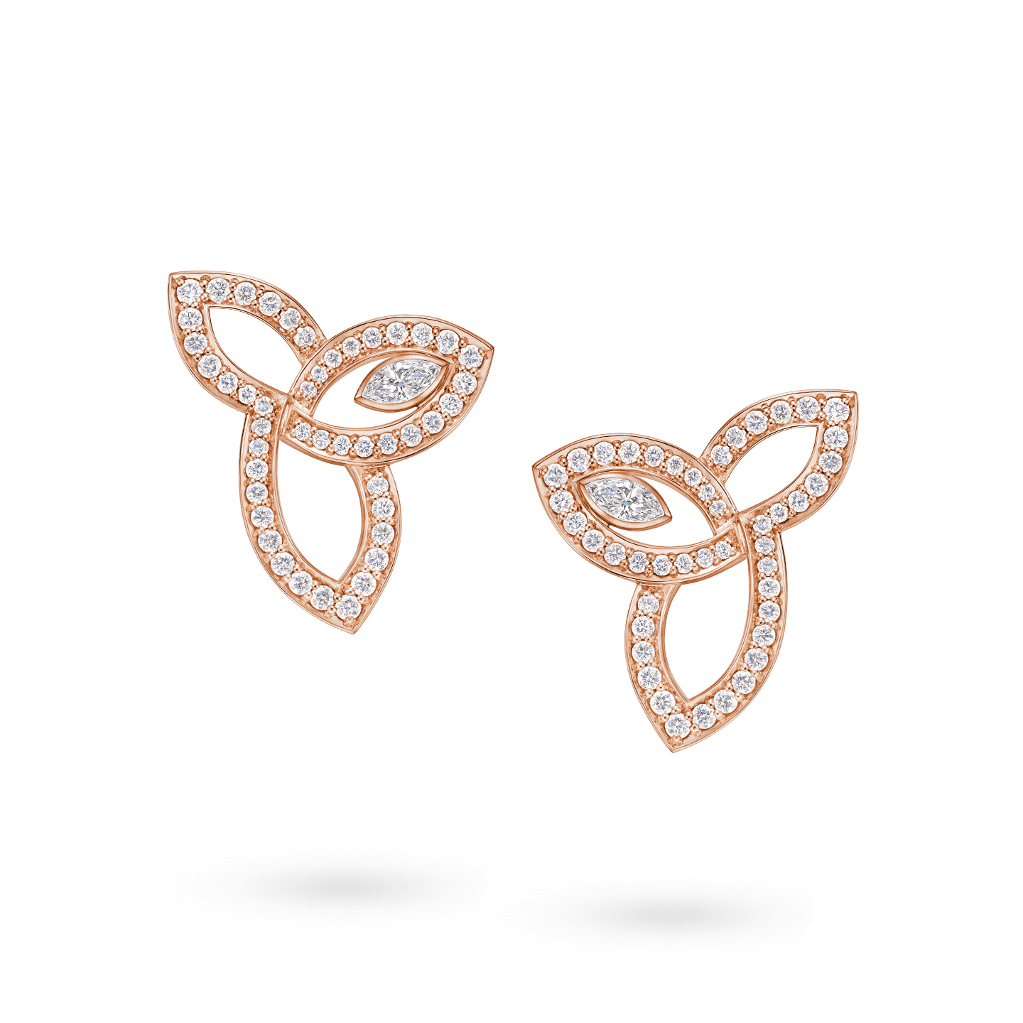 Front view of the Lily Cluster Rose Gold Diamond Earrings