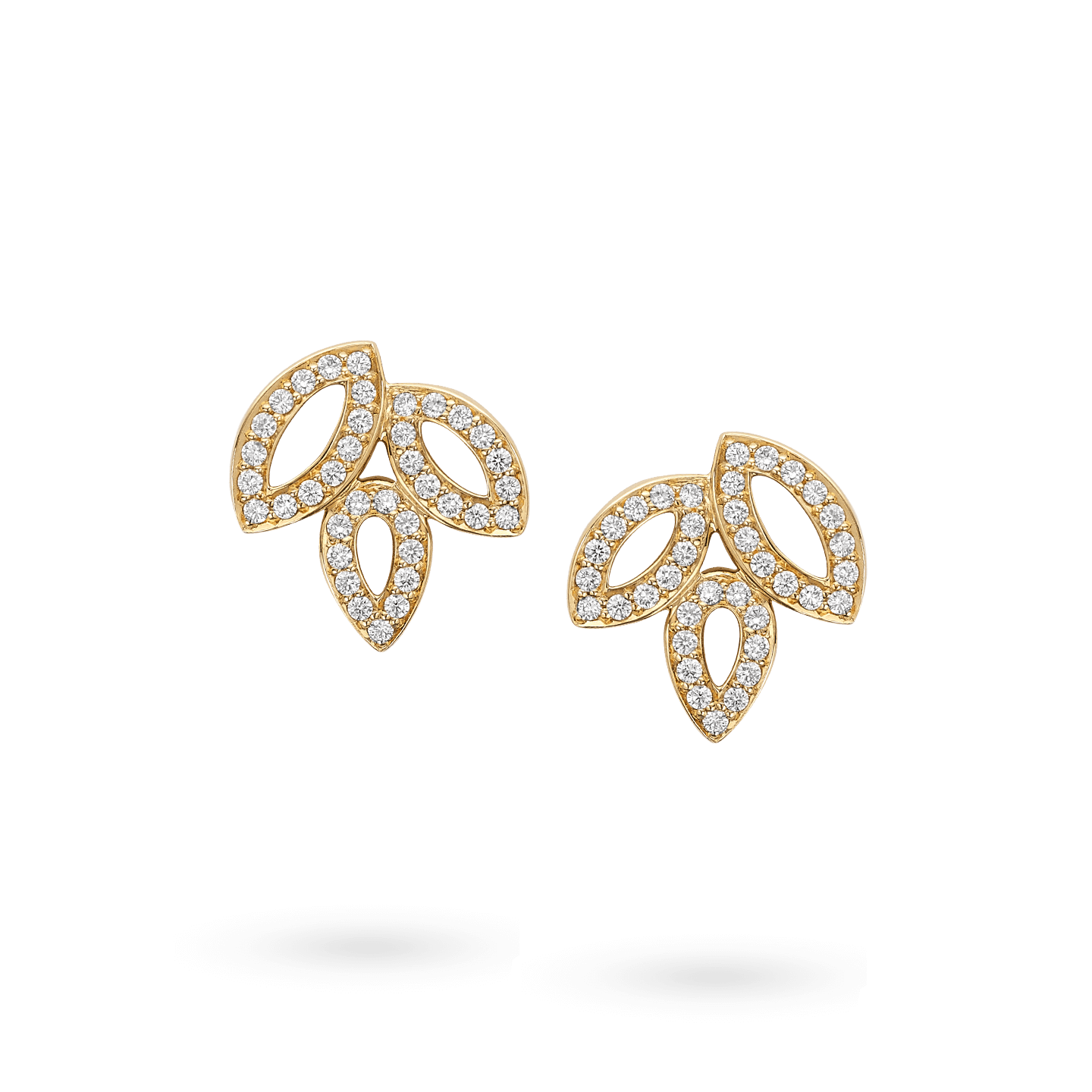 Front view of the Lily Cluster Small Yellow Gold Diamond Earrings