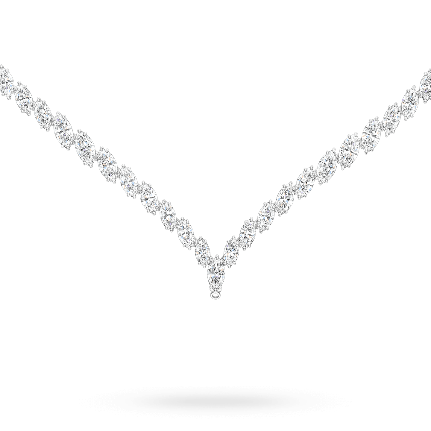 Close-up view of the Marquise Riviere Diamond Necklace