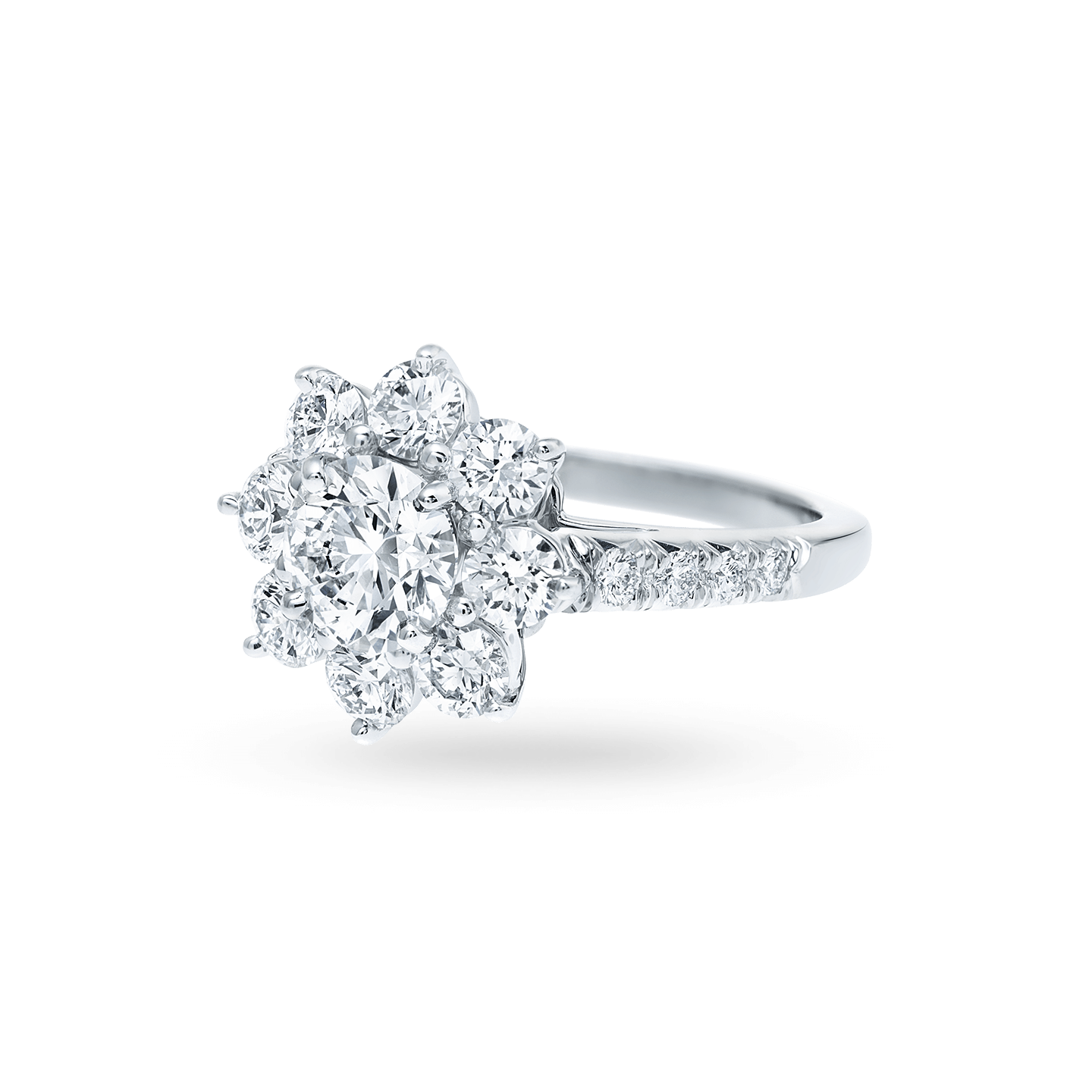Angled view of the Sunflower Medium Diamond Ring