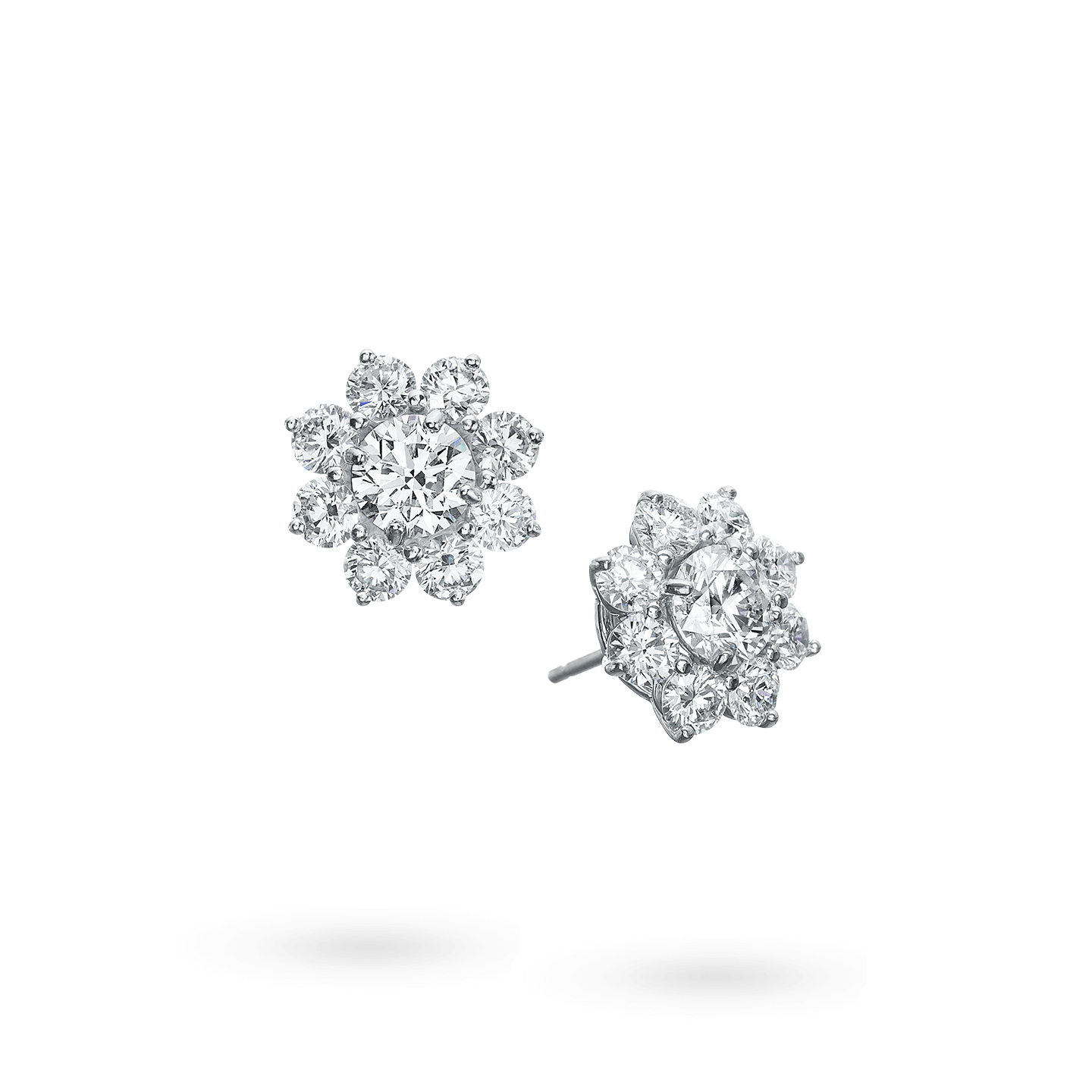Angled view of the Sunflower Diamond Earrings