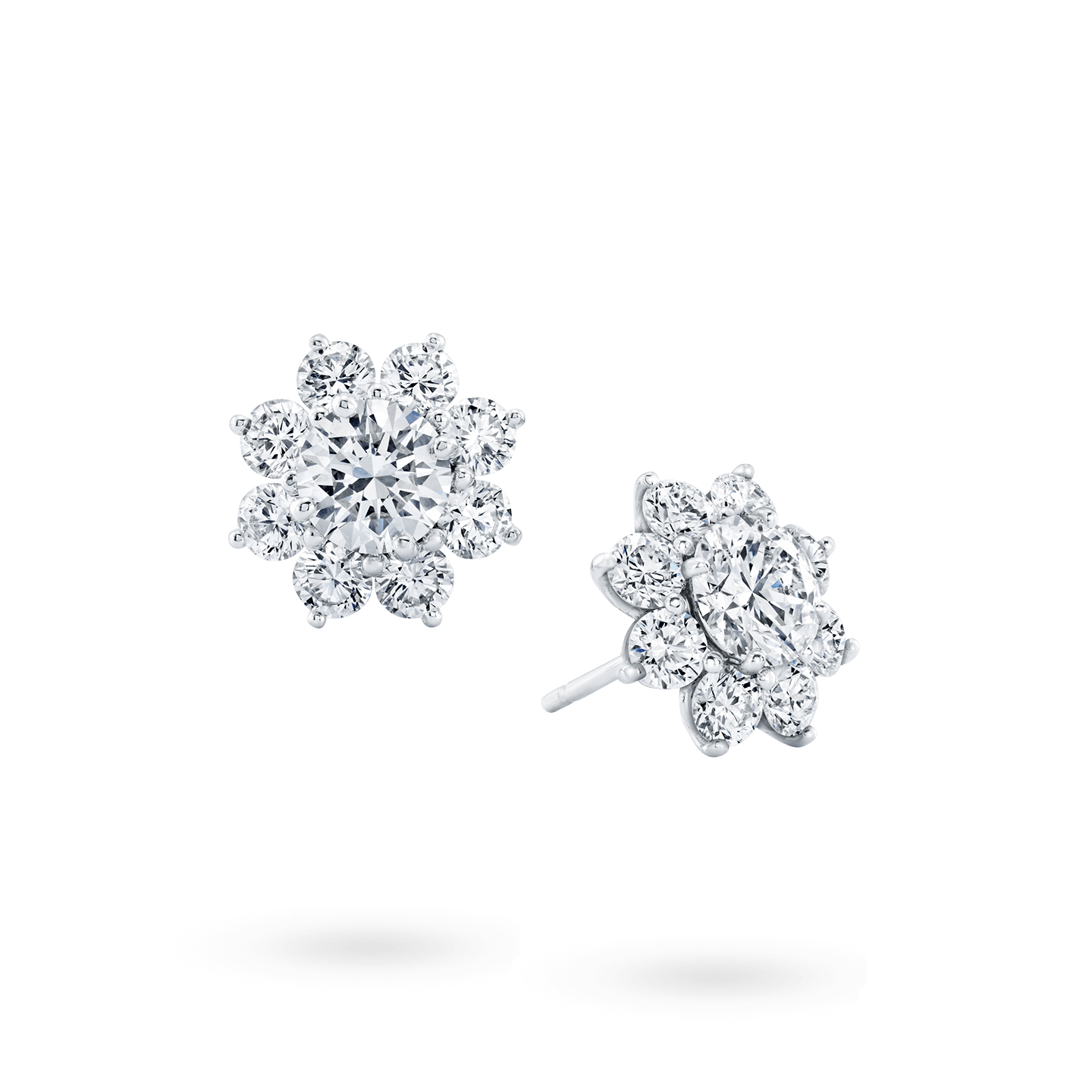 Angled view of the Sunflower Diamond Earrings