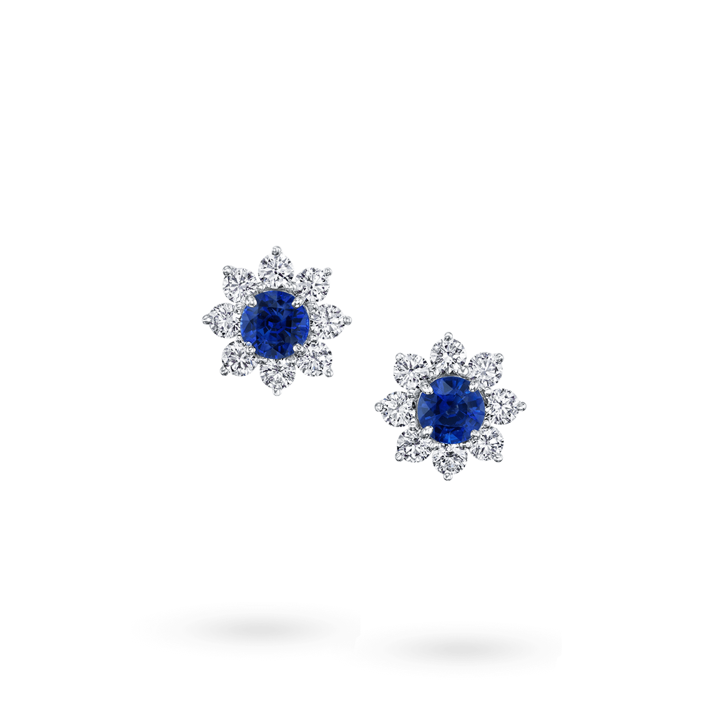 Front view of the Sunflower Petite Sapphire and Diamond Earrings